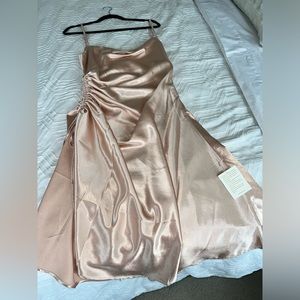 Blush Satin Side Split Dress